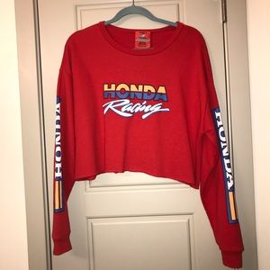 Honda Car Racing Crop Top Sweatshirt in Red
